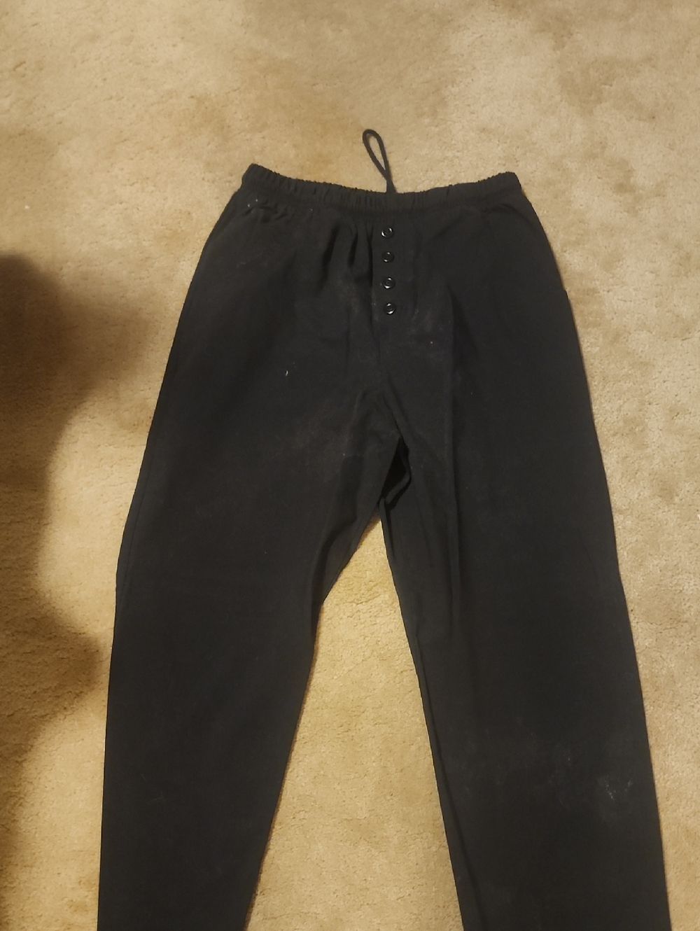 Black Women's Drawstring Button-Front Jogger Pants